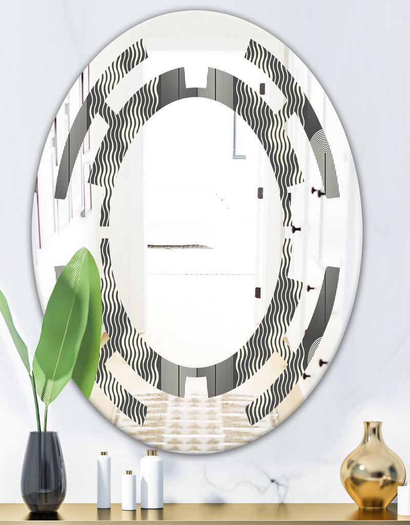 DesignQ Mimimal Black And White Design II - Modern Round Or Oval Wall Mirror - Space