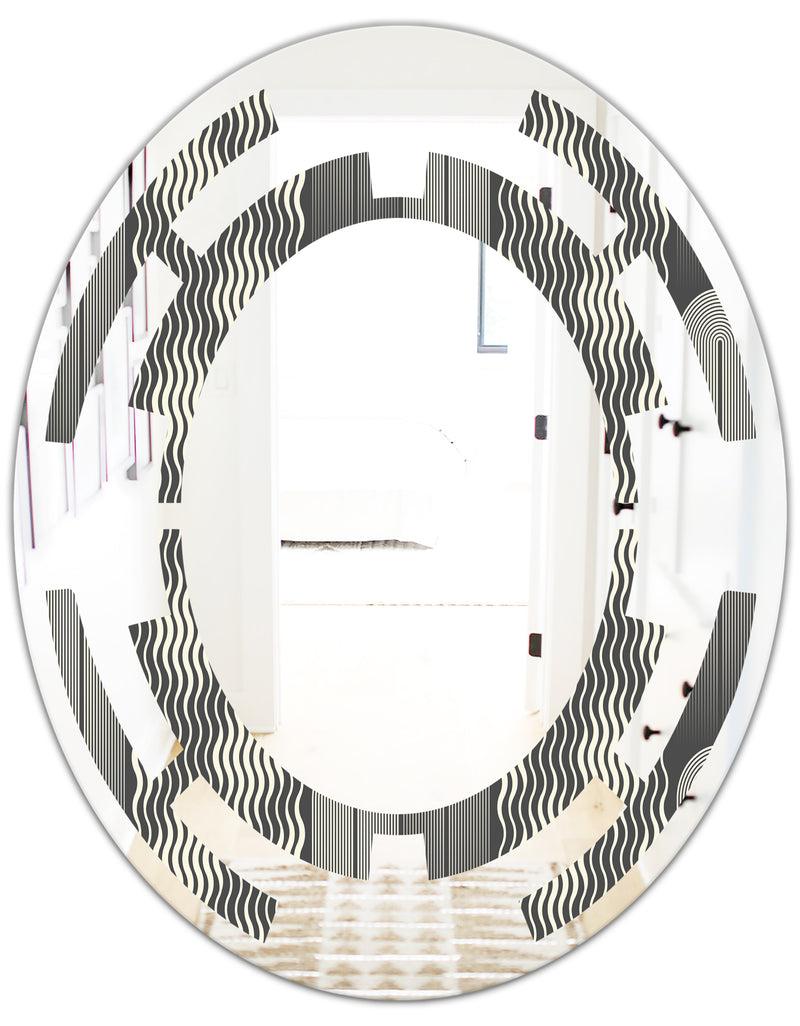 DesignQ Mimimal Black And White Design II - Modern Round Or Oval Wall Mirror - Space