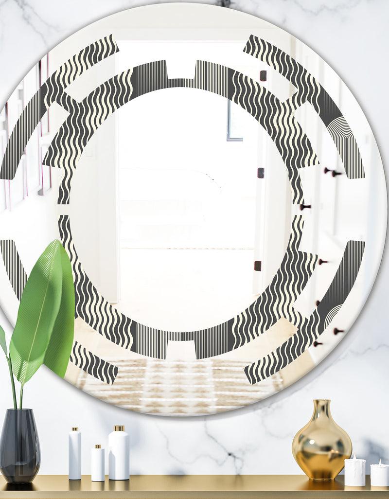 DesignQ Mimimal Black and White Design II - Modern Round or Oval Wall Mirror - Space