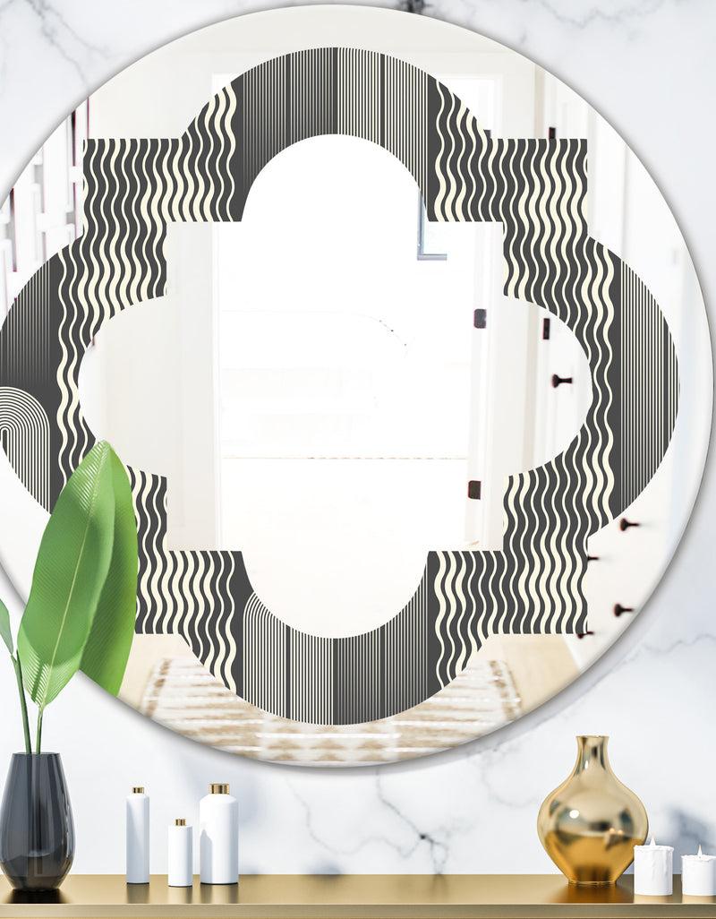 DesignQ Mimimal Black and White Design II - Modern Round or Oval Wall Mirror - Quatrefoil