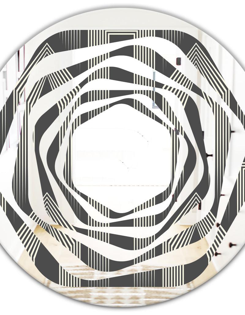DesignQ Mimimal Black And White Design III - Modern Round Or Oval Wall Mirror - Whirl