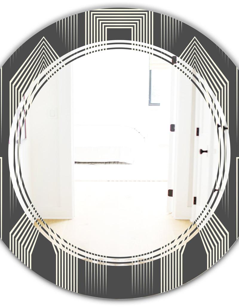 DesignQ Mimimal Black And White Design III - Modern Round Or Oval Wall Mirror - Triple C