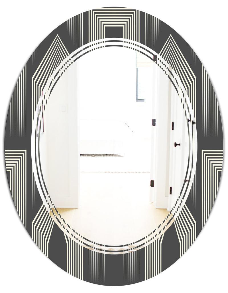 DesignQ Mimimal Black And White Design III - Modern Round Or Oval Wall Mirror - Triple C