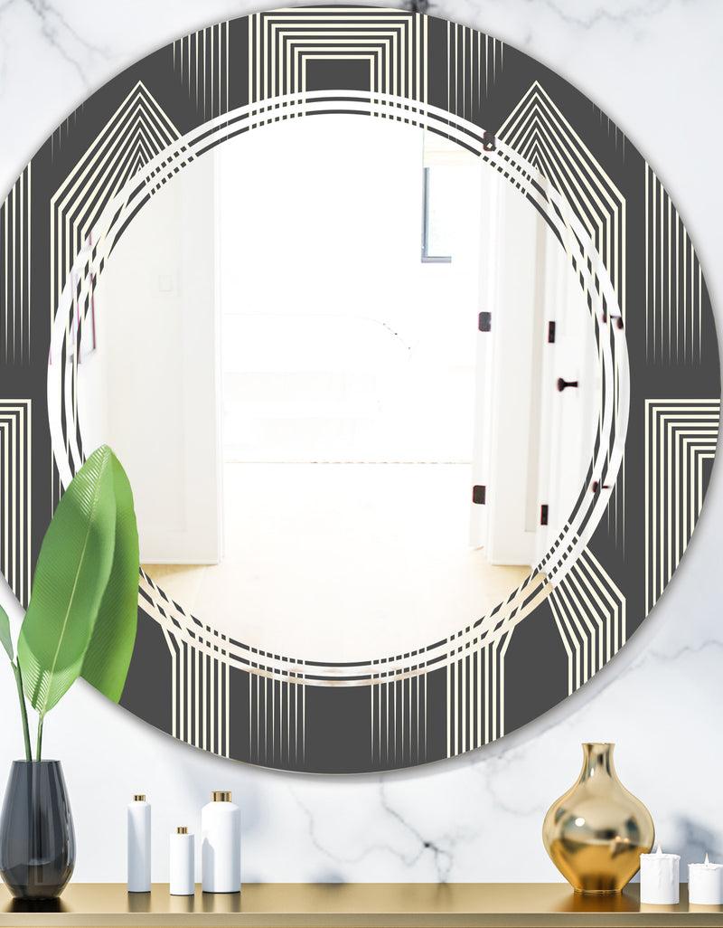 DesignQ Mimimal Black and White Design III - Modern Round or Oval Wall Mirror - Triple C
