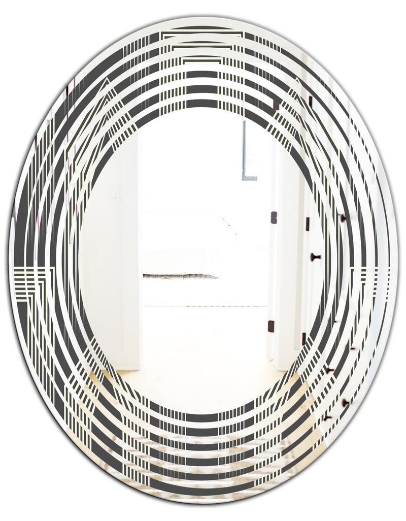 DesignQ Mimimal Black And White Design III - Modern Round Or Oval Wall Mirror - Wave