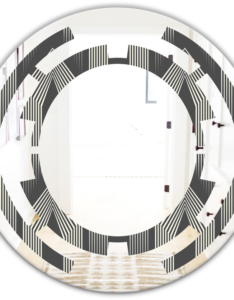 DesignQ Mimimal Black And White Design III - Modern Round Or Oval Wall Mirror - Space