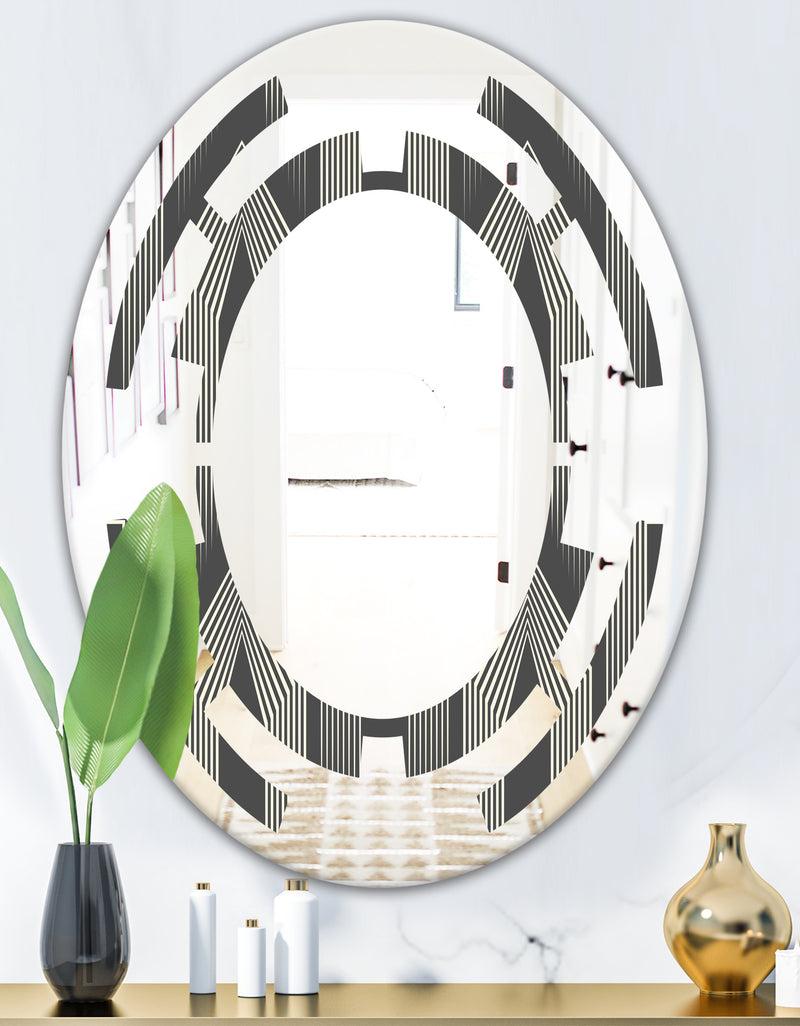 DesignQ Mimimal Black And White Design III - Modern Round Or Oval Wall Mirror - Space