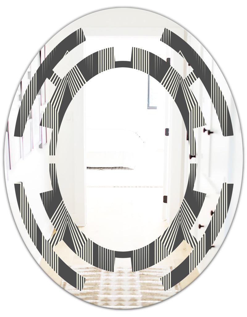DesignQ Mimimal Black And White Design III - Modern Round Or Oval Wall Mirror - Space