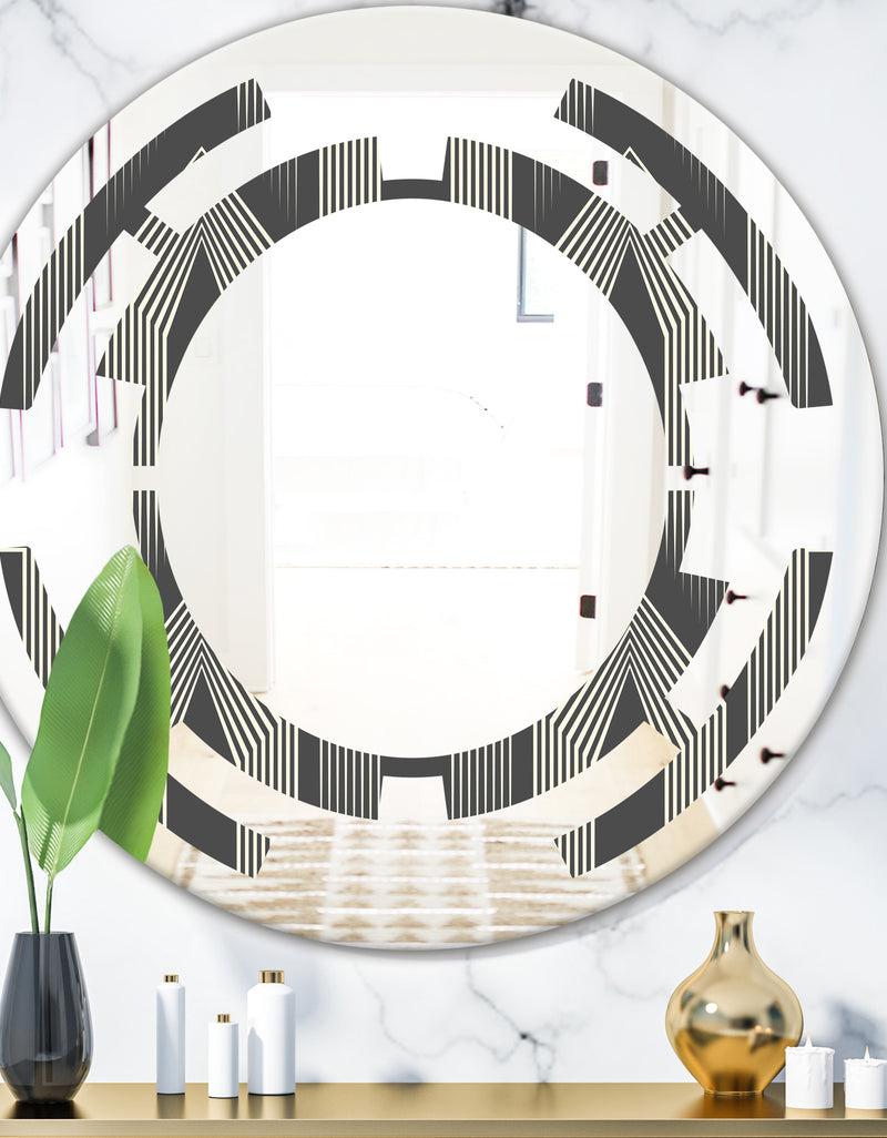 DesignQ Mimimal Black and White Design III - Modern Round or Oval Wall Mirror - Space