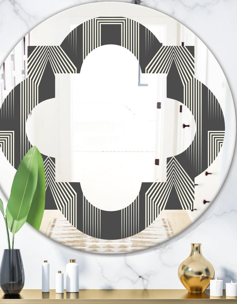 DesignQ Mimimal Black and White Design III - Modern Round or Oval Wall Mirror - Quatrefoil
