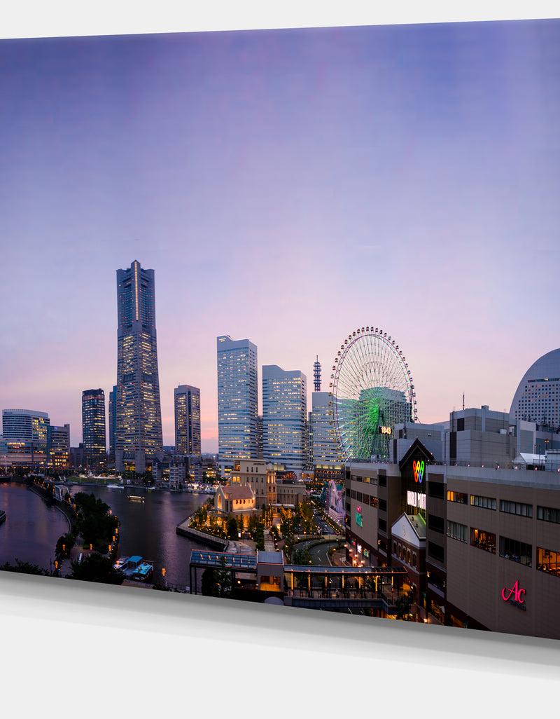 DesignQ Minato Mirai Yokohama At Twilight - Modern Cityscape Wall Art