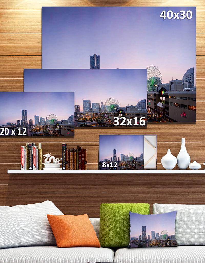DesignQ Minato Mirai Yokohama At Twilight - Modern Cityscape Wall Art