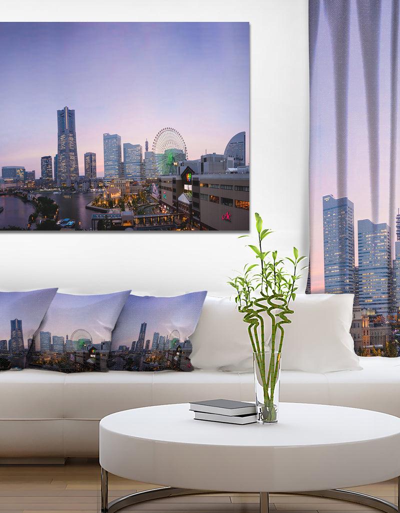 DesignQ Minato Mirai Yokohama at Twilight - Modern Cityscape Wall Art