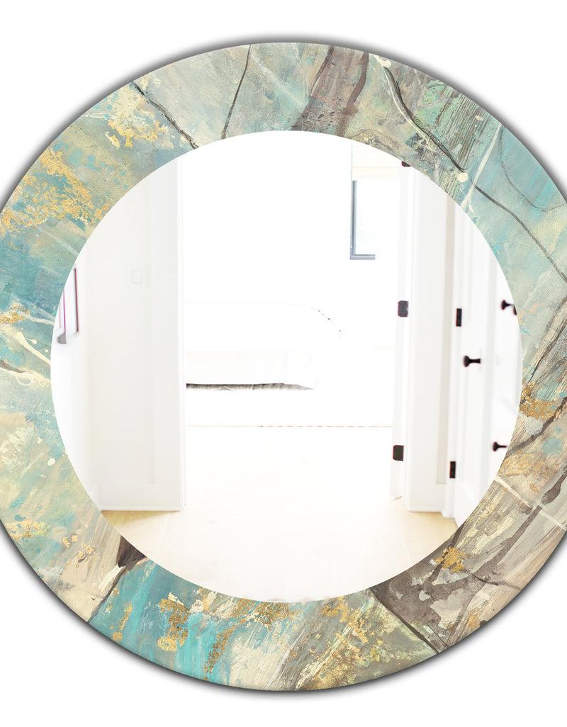 DesignQ Mineral Landscape In Blue Cream And Brown - Traditional Mirror - Oval Or Round Wall Mirror