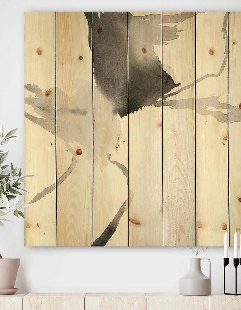 DesignQ minimal geometric Gesture I - Transitional Print on Natural Pine Wood