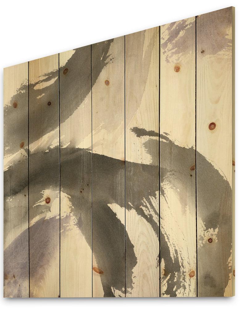 DesignQ Minimal Geometric Gesture III - Transitional Print On Natural Pine Wood