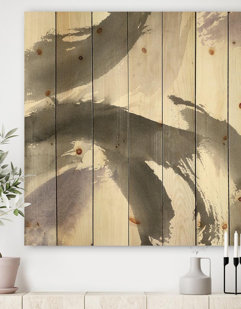 DesignQ minimal geometric Gesture III - Transitional Print on Natural Pine Wood