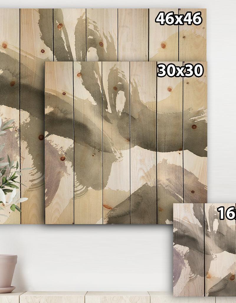 DesignQ Minimal Geometric Gesture IV - Transitional Print On Natural Pine Wood