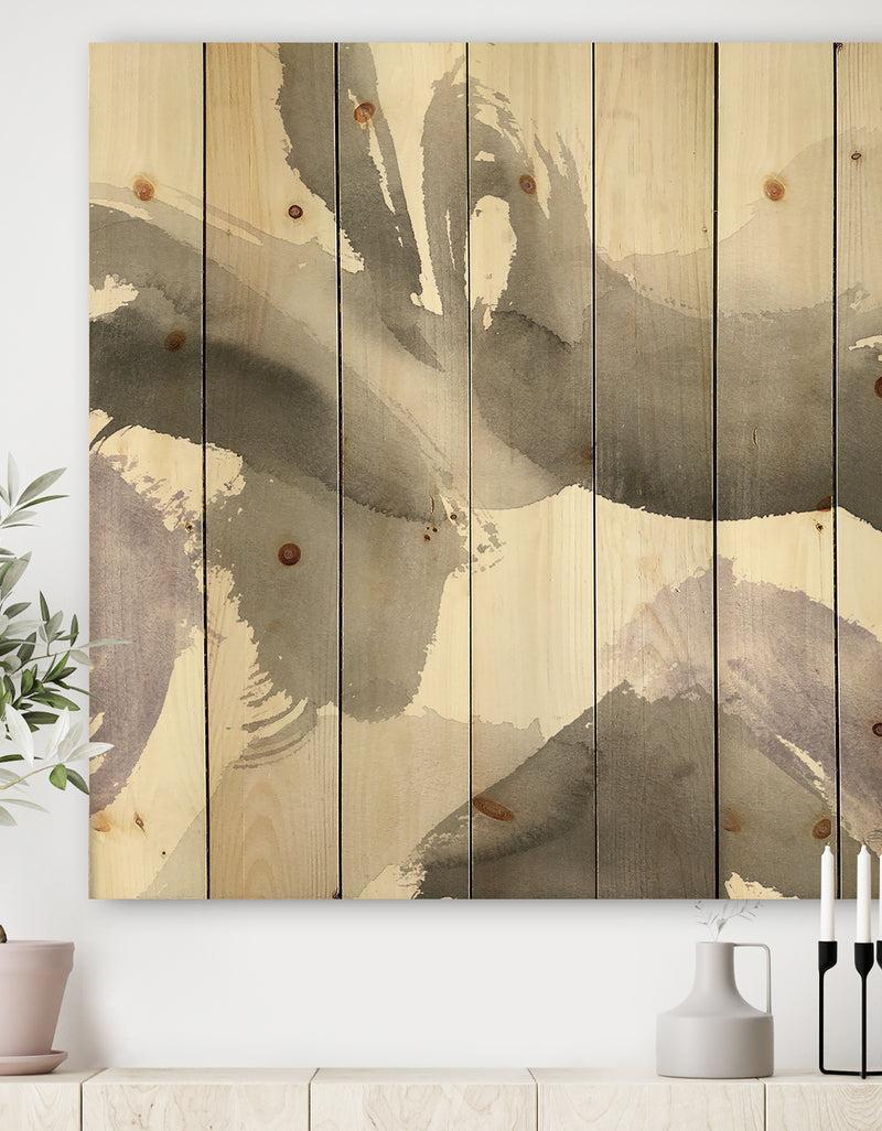 DesignQ minimal geometric Gesture IV - Transitional Print on Natural Pine Wood