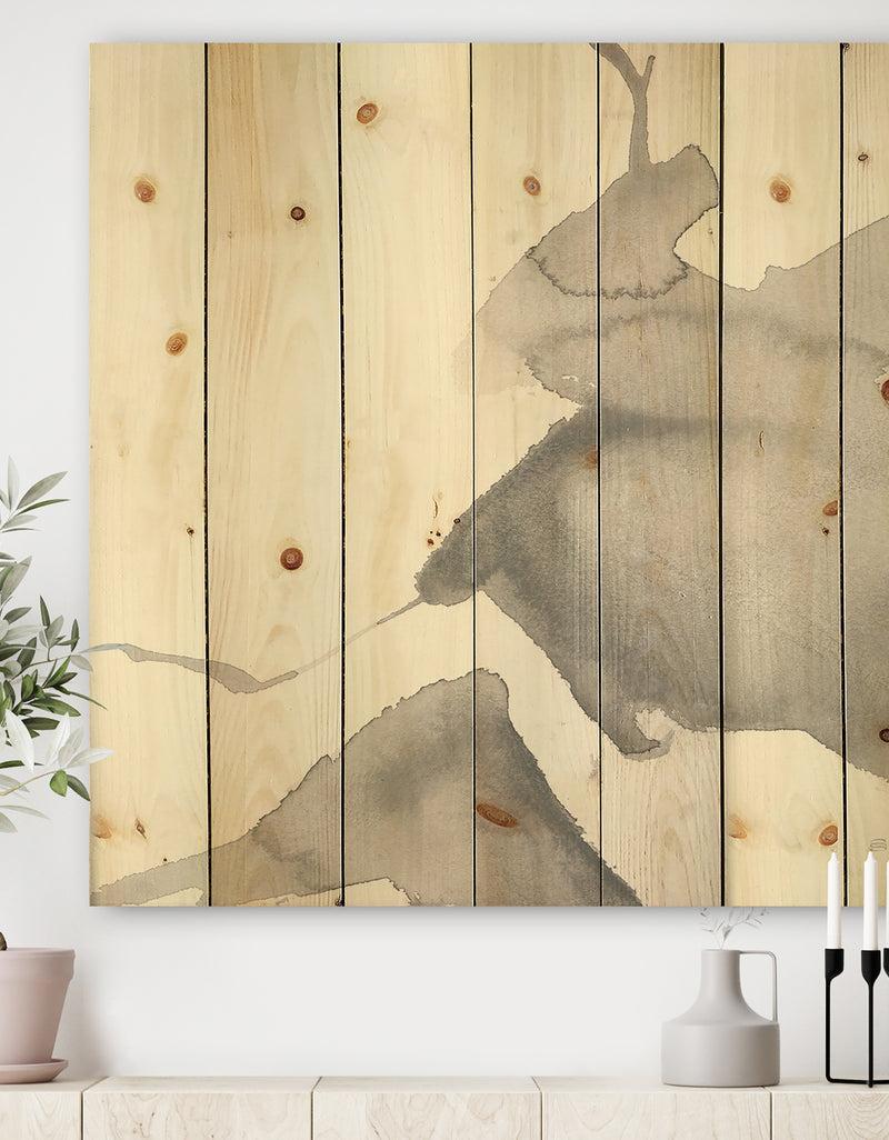 DesignQ minimal geometric Zen V - Transitional Print on Natural Pine Wood