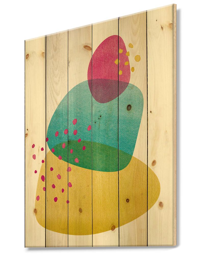 DesignQ Minimal Spots Balance I - Contemporary Print On Natural Pine Wood