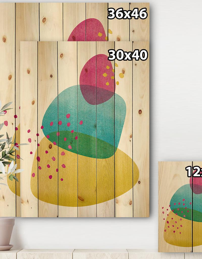 DesignQ Minimal Spots Balance I - Contemporary Print On Natural Pine Wood