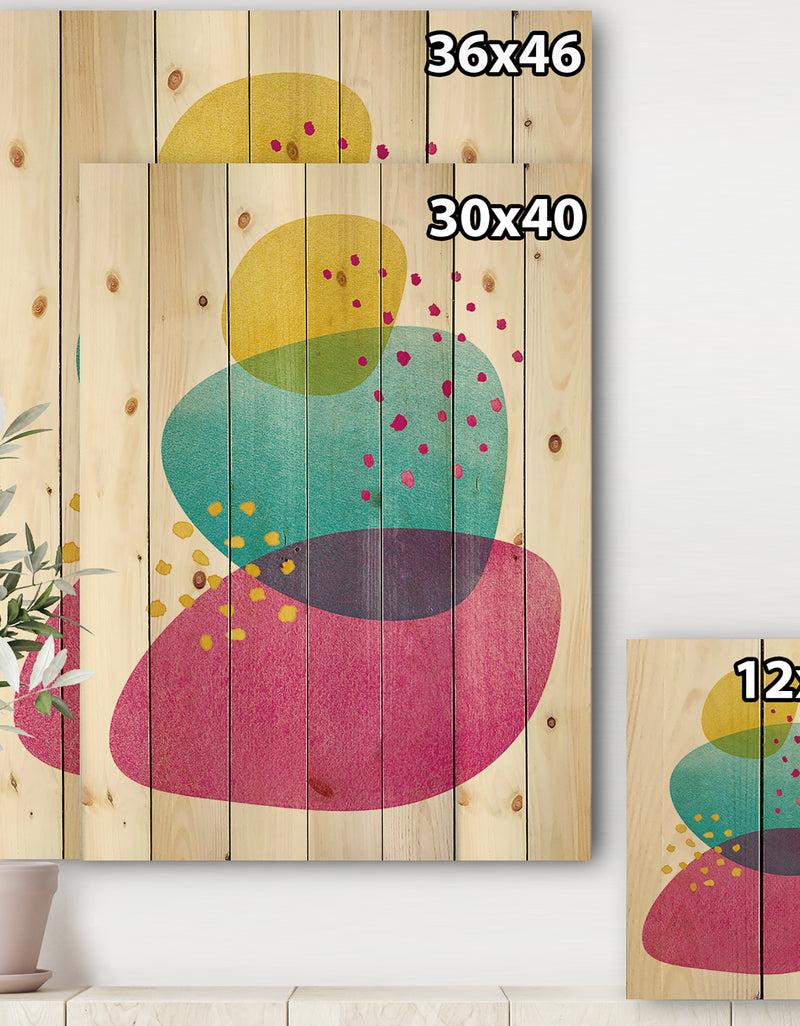 DesignQ Minimal Spots Balance IV - Contemporary Print On Natural Pine Wood