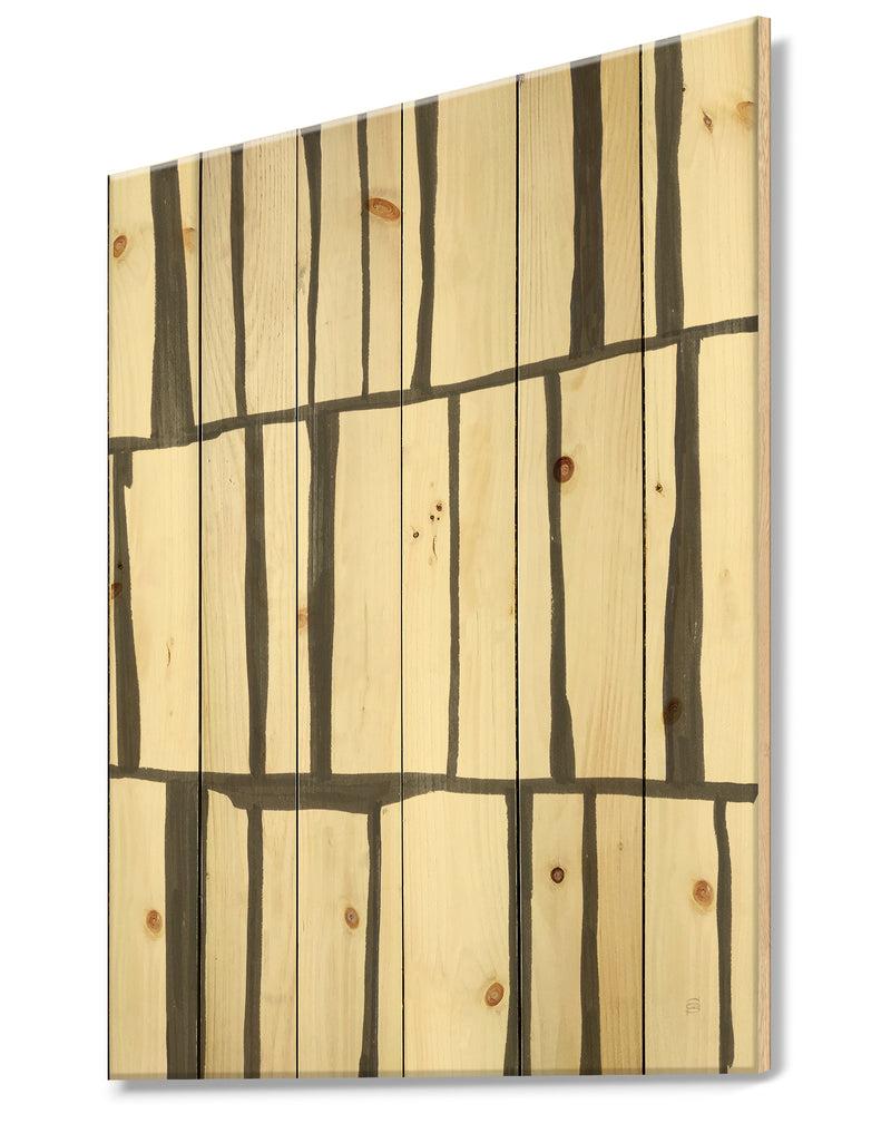 DesignQ Minimalist Black And White I - Transitional Print On Natural Pine Wood