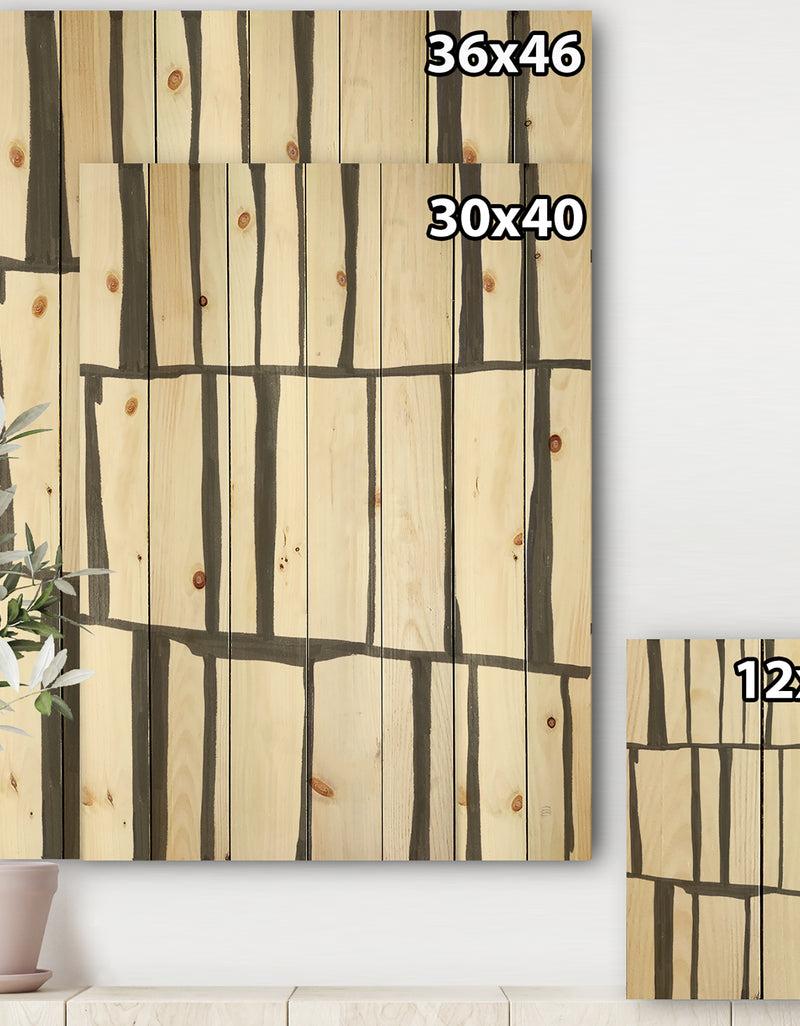 DesignQ Minimalist Black And White I - Transitional Print On Natural Pine Wood