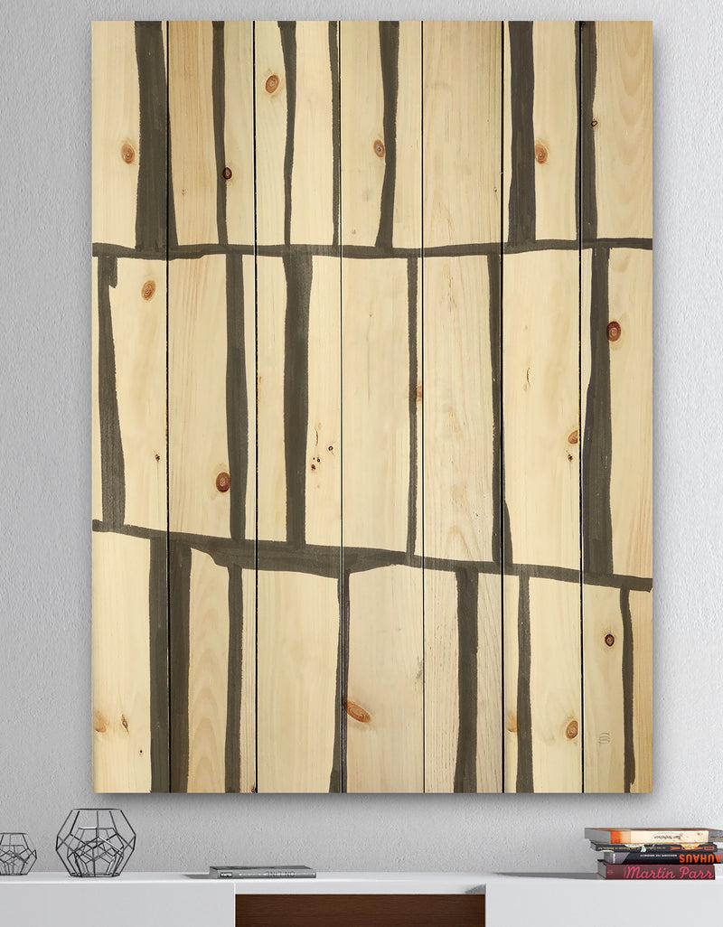 DesignQ minimalist black and white I - Transitional Print on Natural Pine Wood