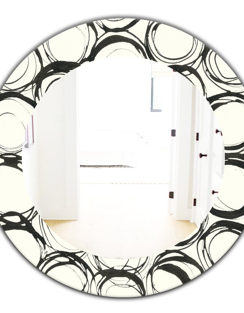 DesignQ Minimalist Black And White II - Mid-Century Mirror - Oval Or Round Wall Mirror