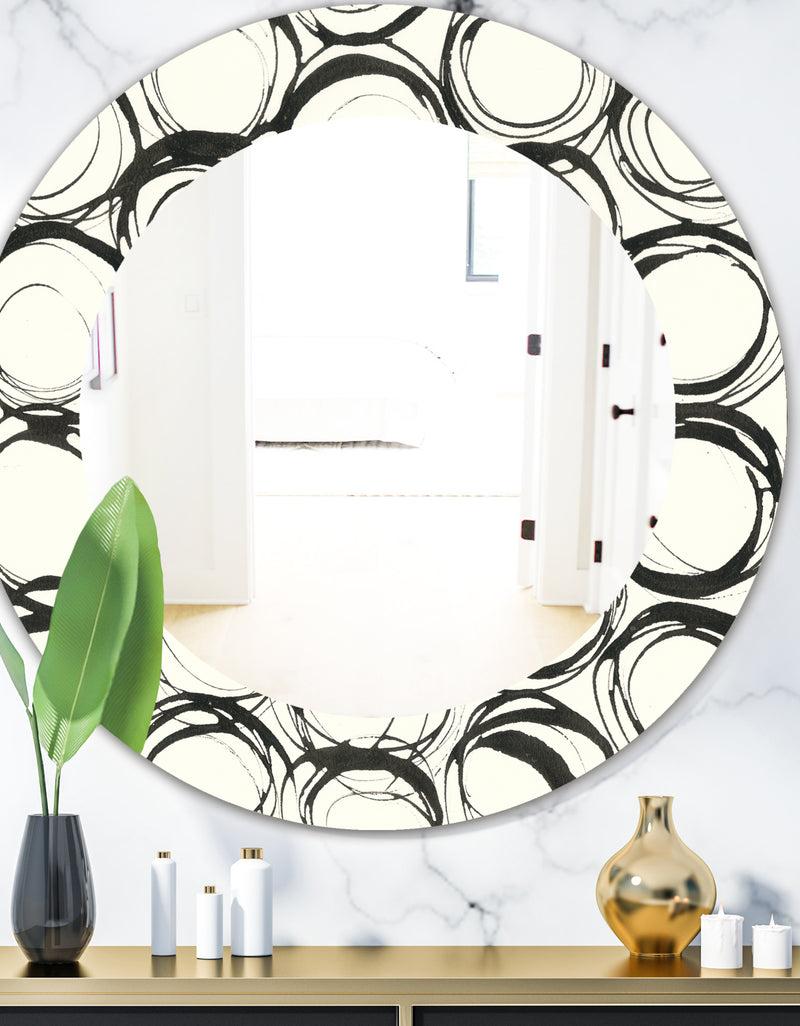 DesignQ Minimalist Black and White II - Mid-Century Mirror - Oval or Round Wall Mirror