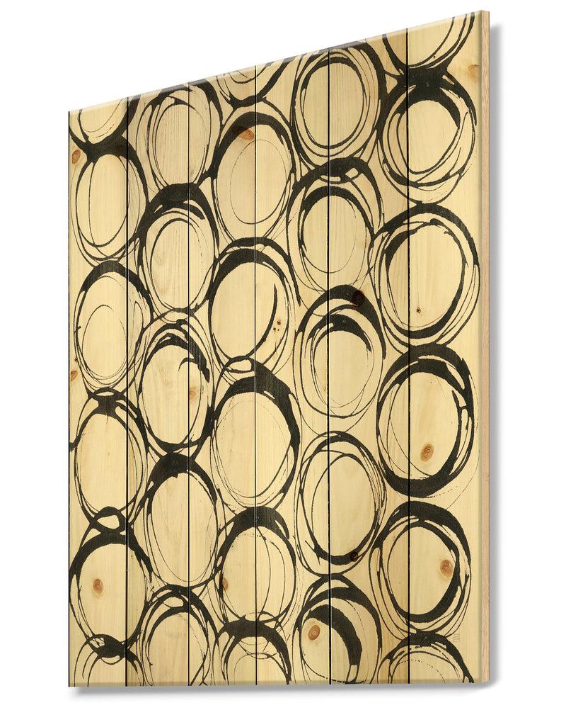 DesignQ Minimalist Black And White II - Transitional Print On Natural Pine Wood