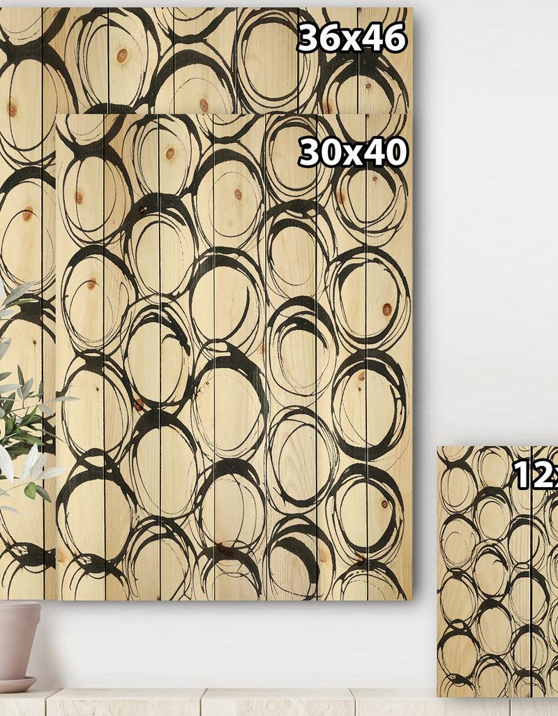 DesignQ Minimalist Black And White II - Transitional Print On Natural Pine Wood