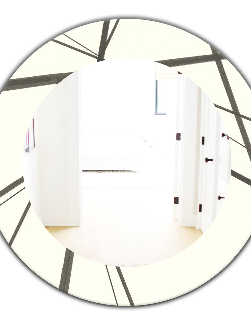 DesignQ Minimalist Black And White III - Mid-Century Mirror - Oval Or Round Wall Mirror