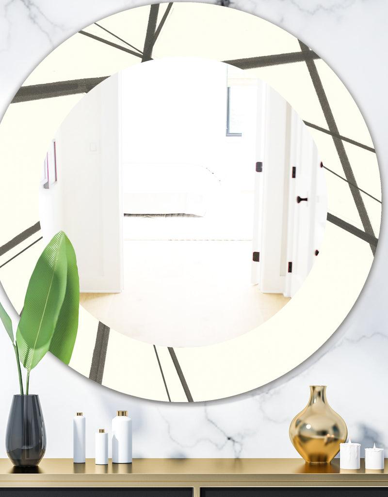 DesignQ Minimalist Black and White III - Mid-Century Mirror - Oval or Round Wall Mirror