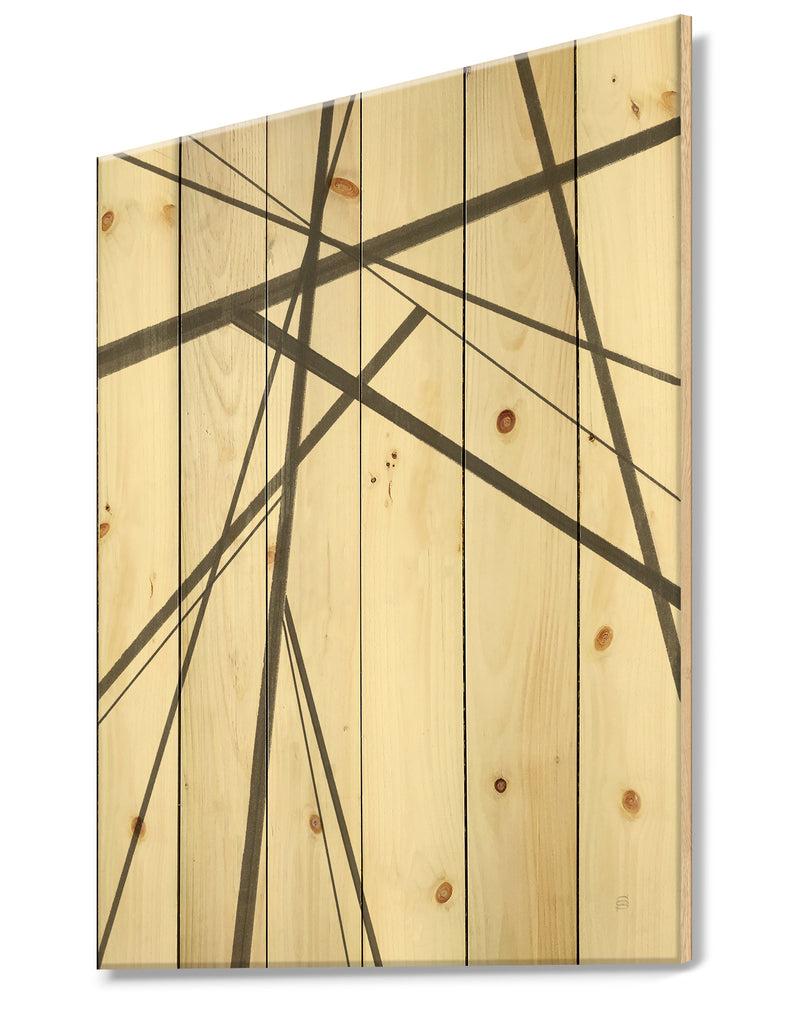 DesignQ Minimalist Black And White III - Transitional Print On Natural Pine Wood