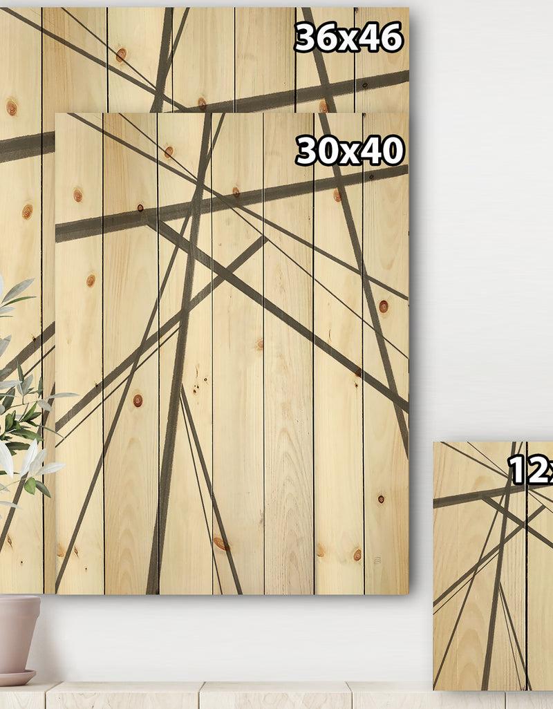 DesignQ Minimalist Black And White III - Transitional Print On Natural Pine Wood