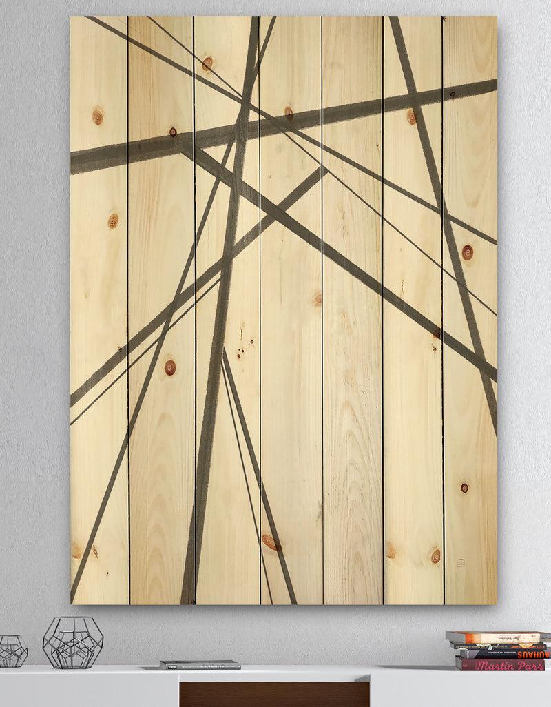 DesignQ minimalist black and white III - Transitional Print on Natural Pine Wood