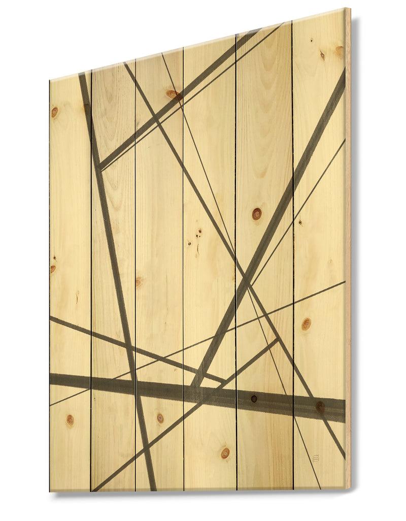 DesignQ Minimalist Black And White IV - Transitional Print On Natural Pine Wood