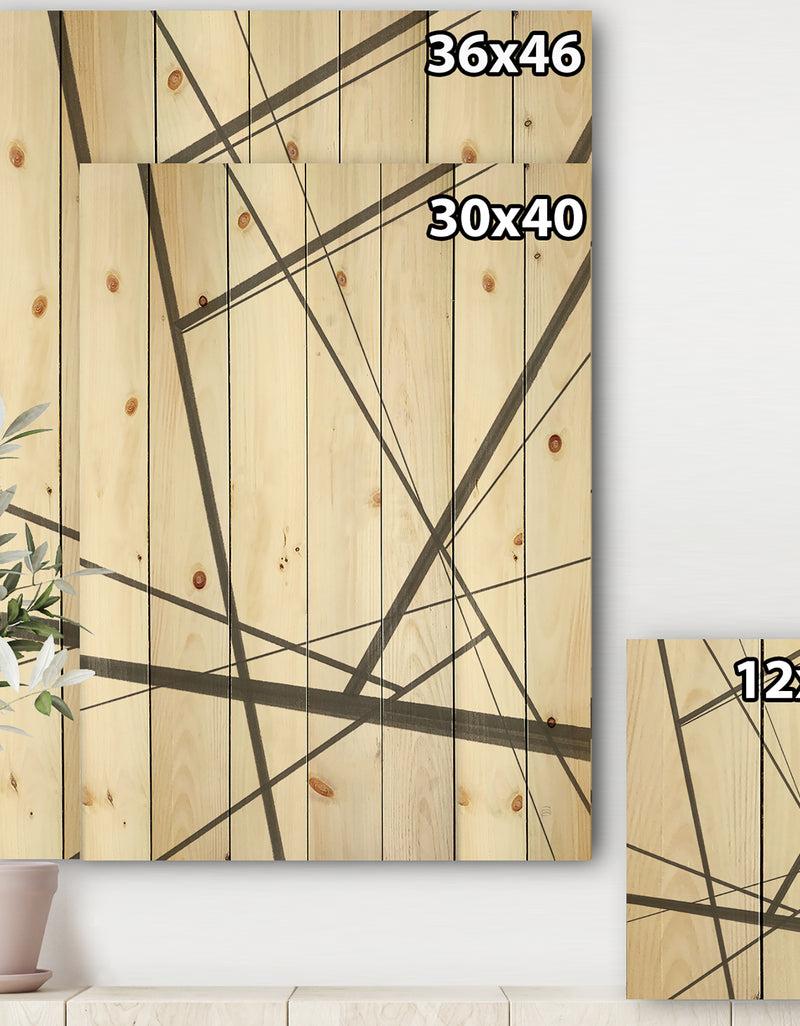 DesignQ Minimalist Black And White IV - Transitional Print On Natural Pine Wood