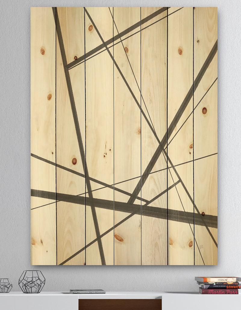 DesignQ minimalist black and white IV - Transitional Print on Natural Pine Wood