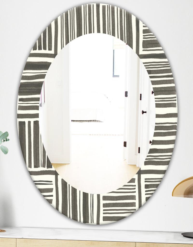 DesignQ Minimalist Graphics I - Mid-Century Mirror - Oval Or Round Wall Mirror