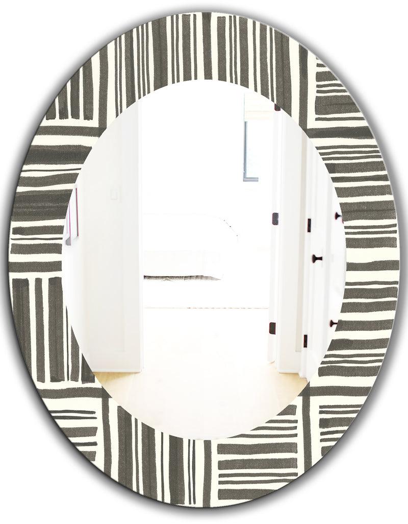 DesignQ Minimalist Graphics I - Mid-Century Mirror - Oval Or Round Wall Mirror