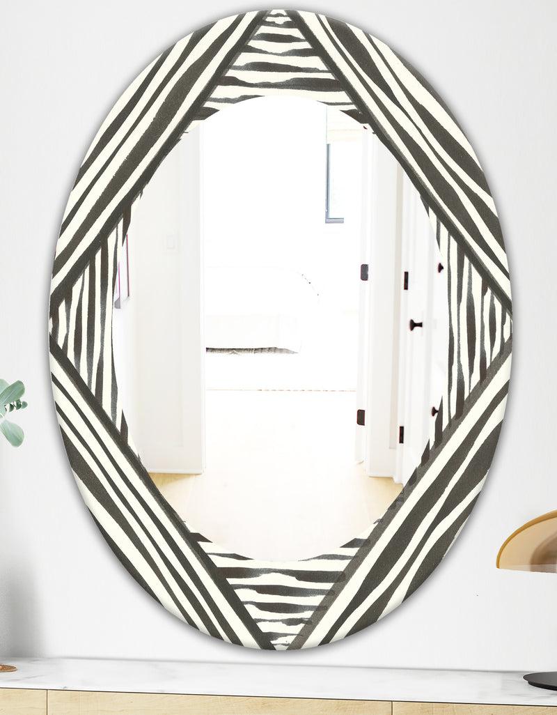 DesignQ Minimalist Graphics III - Mid-Century Mirror - Oval Or Round Wall Mirror