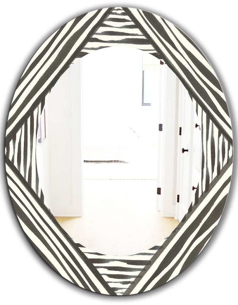 DesignQ Minimalist Graphics III - Mid-Century Mirror - Oval Or Round Wall Mirror