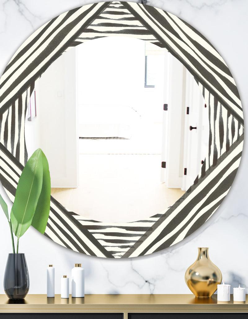 DesignQ Minimalist Graphics III - Mid-Century Mirror - Oval or Round Wall Mirror