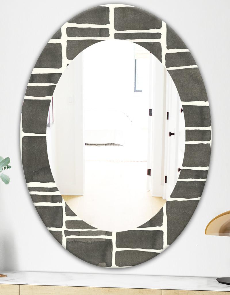 DesignQ Minimalist Graphics IV - Mid-Century Mirror - Oval Or Round Wall Mirror
