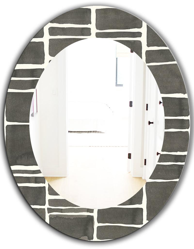 DesignQ Minimalist Graphics IV - Mid-Century Mirror - Oval Or Round Wall Mirror