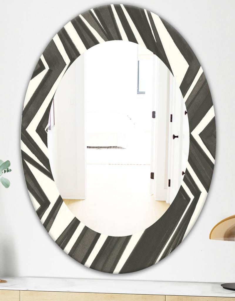 DesignQ Minimalist Graphics VI - Mid-Century Mirror - Oval Or Round Wall Mirror